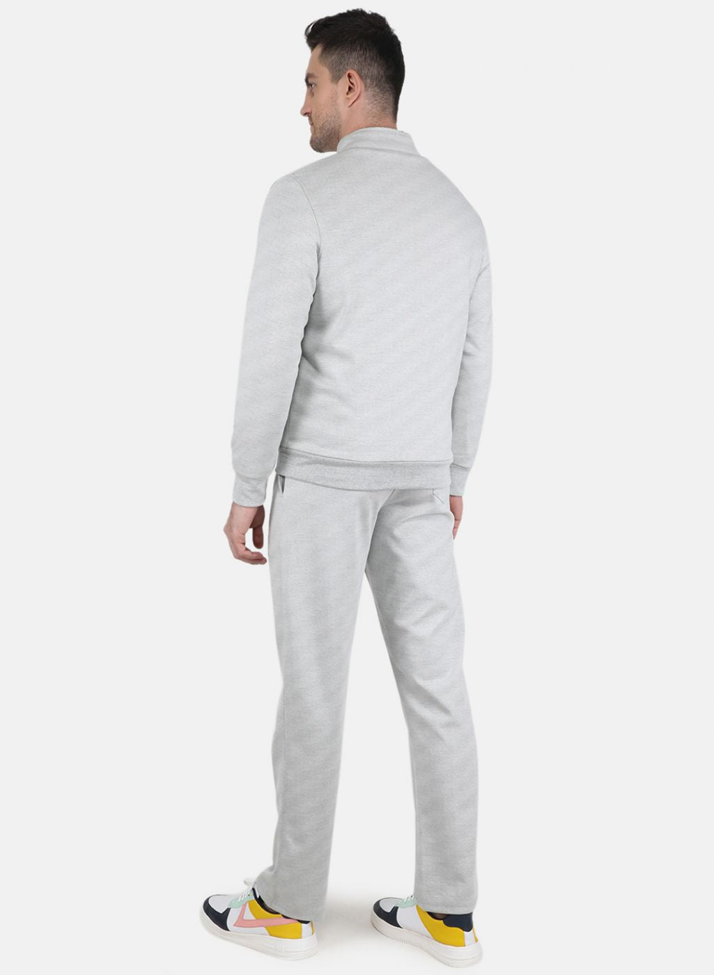 Men Grey Solid Tracksuit