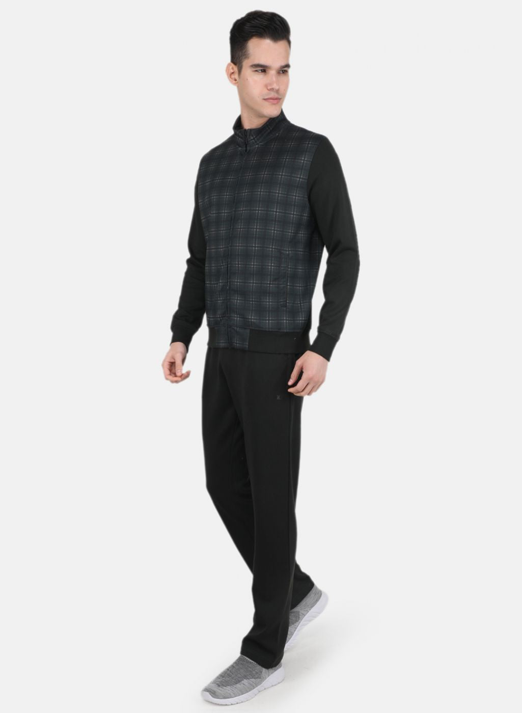 Men Olive Check Tracksuit