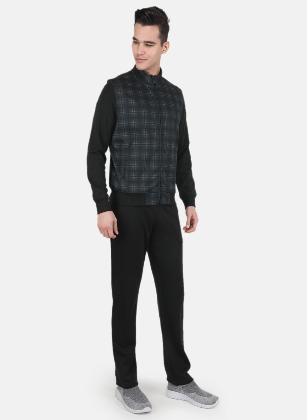 Men Olive Check Tracksuit