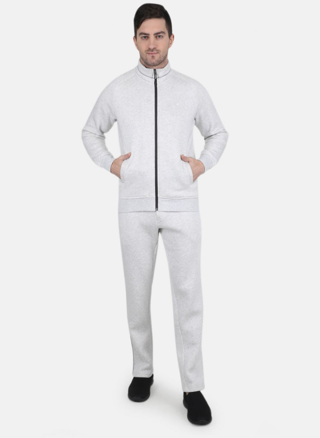 Men Grey Solid Tracksuit