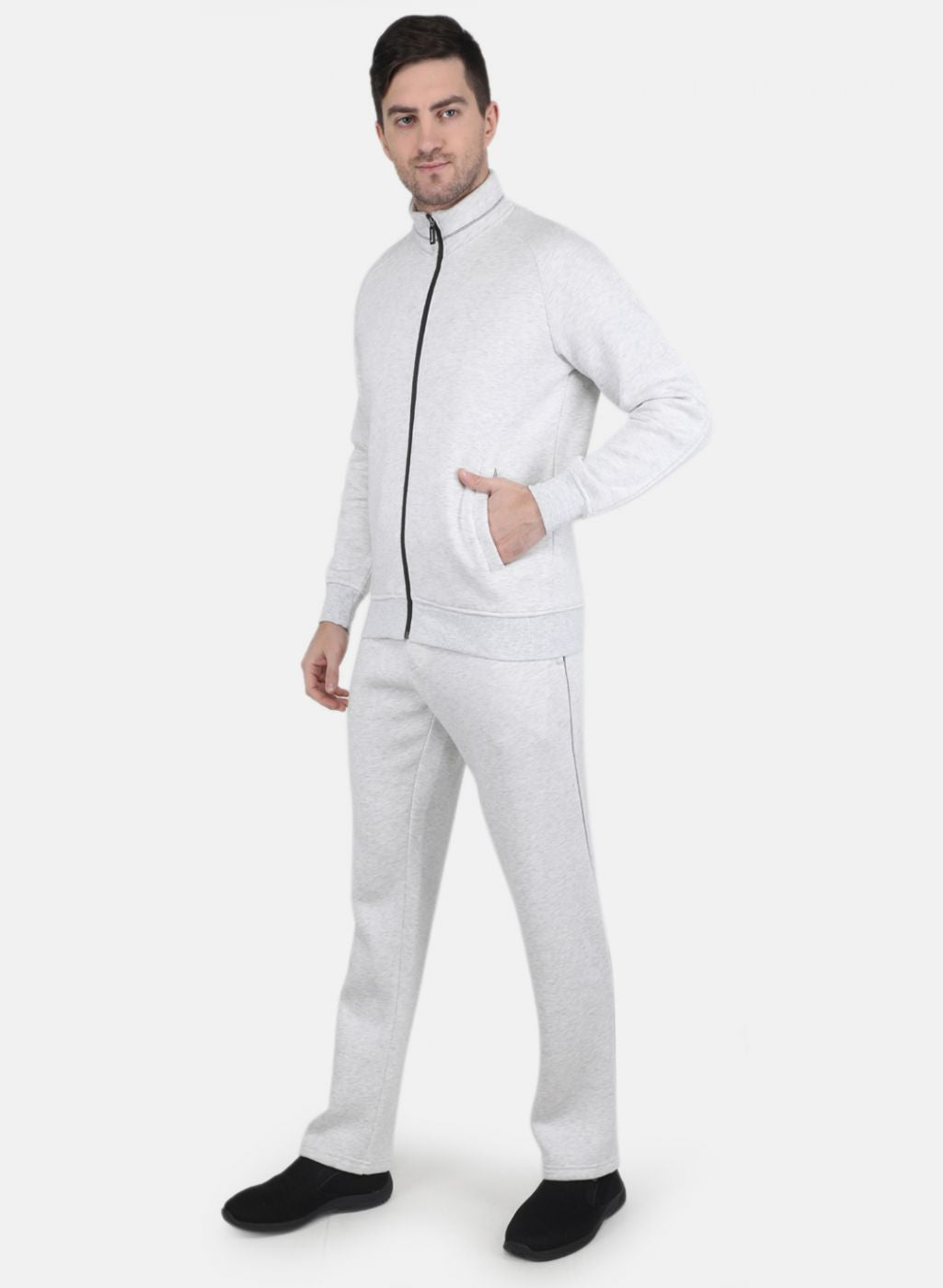 Men Grey Solid Tracksuit