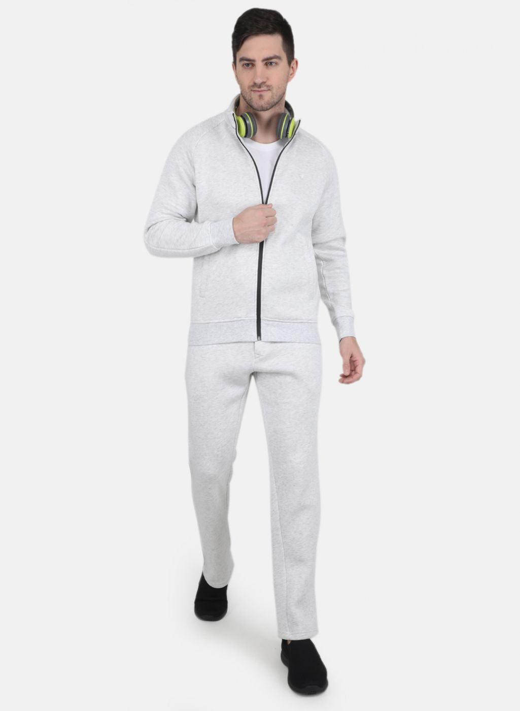 Men Grey Solid Tracksuit
