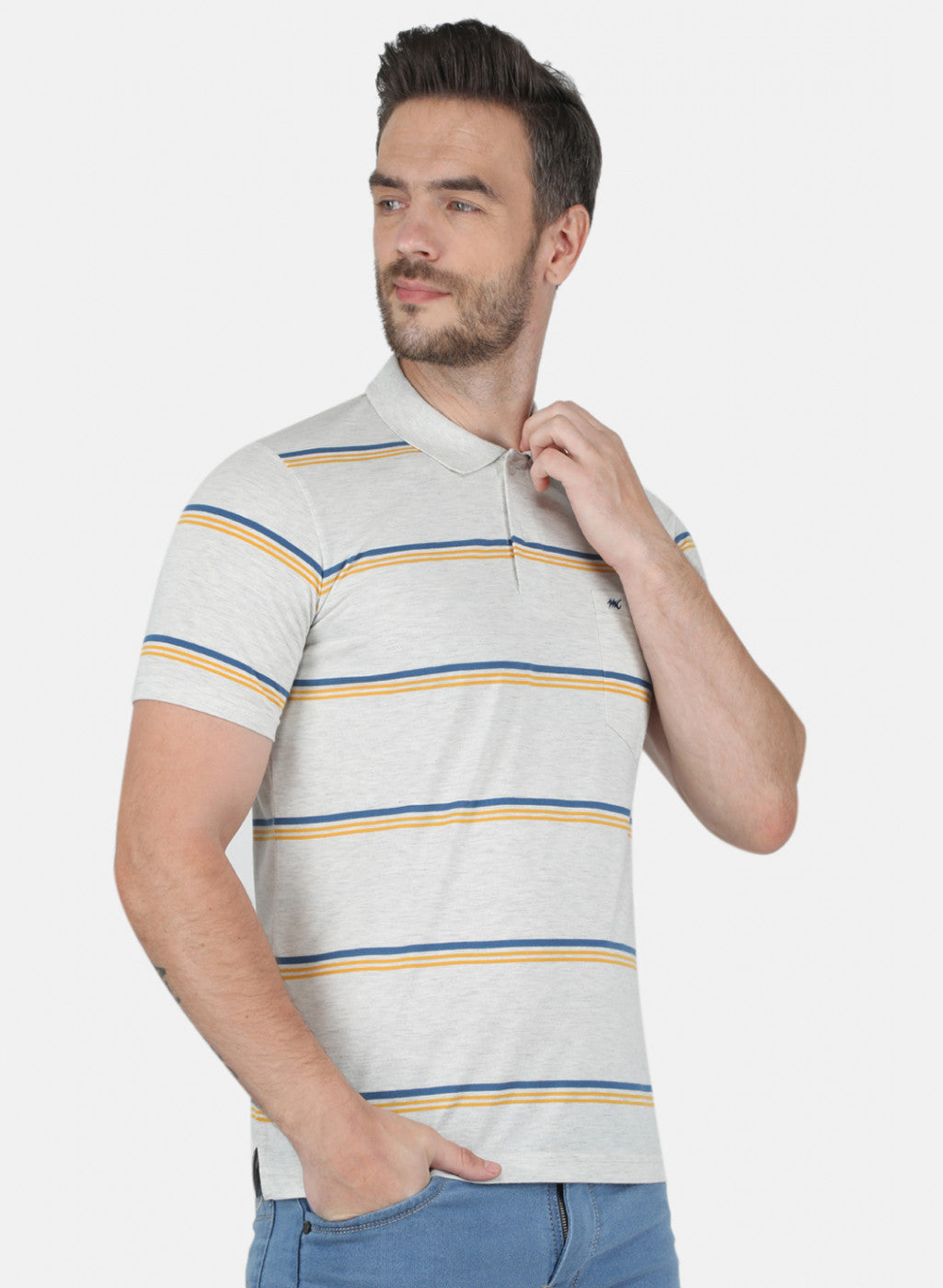 Men Grey Stripe T-Shirt
