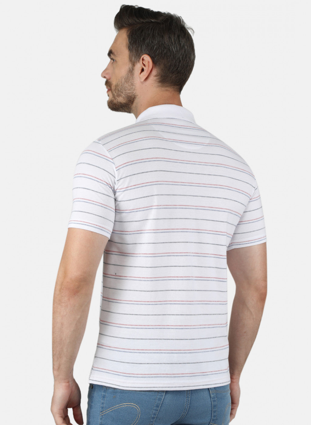Men White Stripe T-Shirt