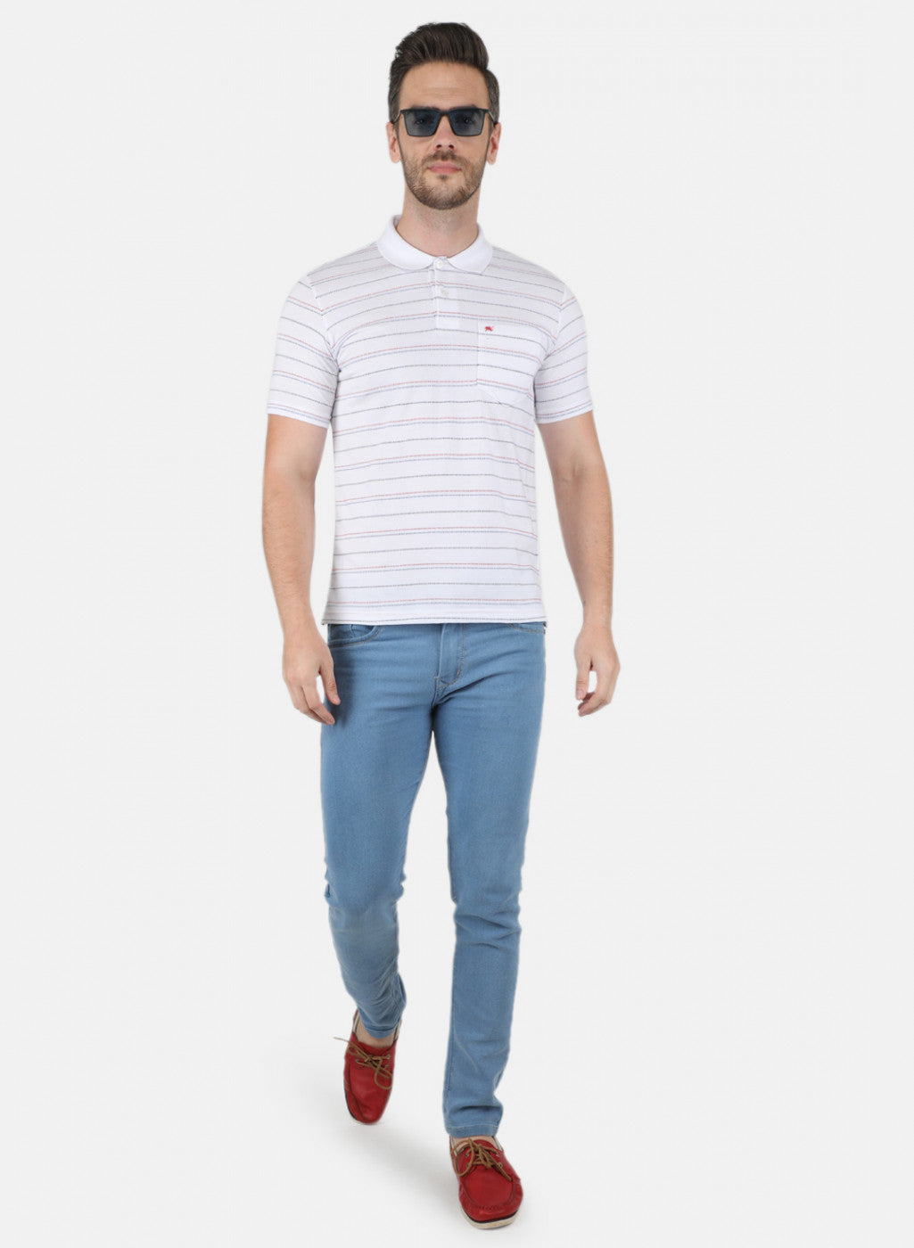 Men White Stripe T-Shirt
