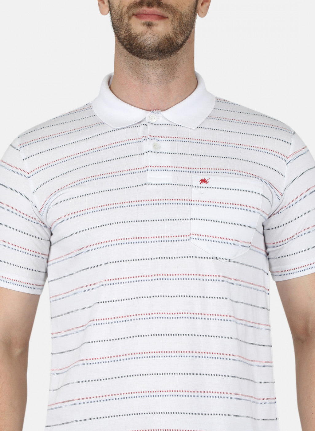 Men White Stripe T-Shirt