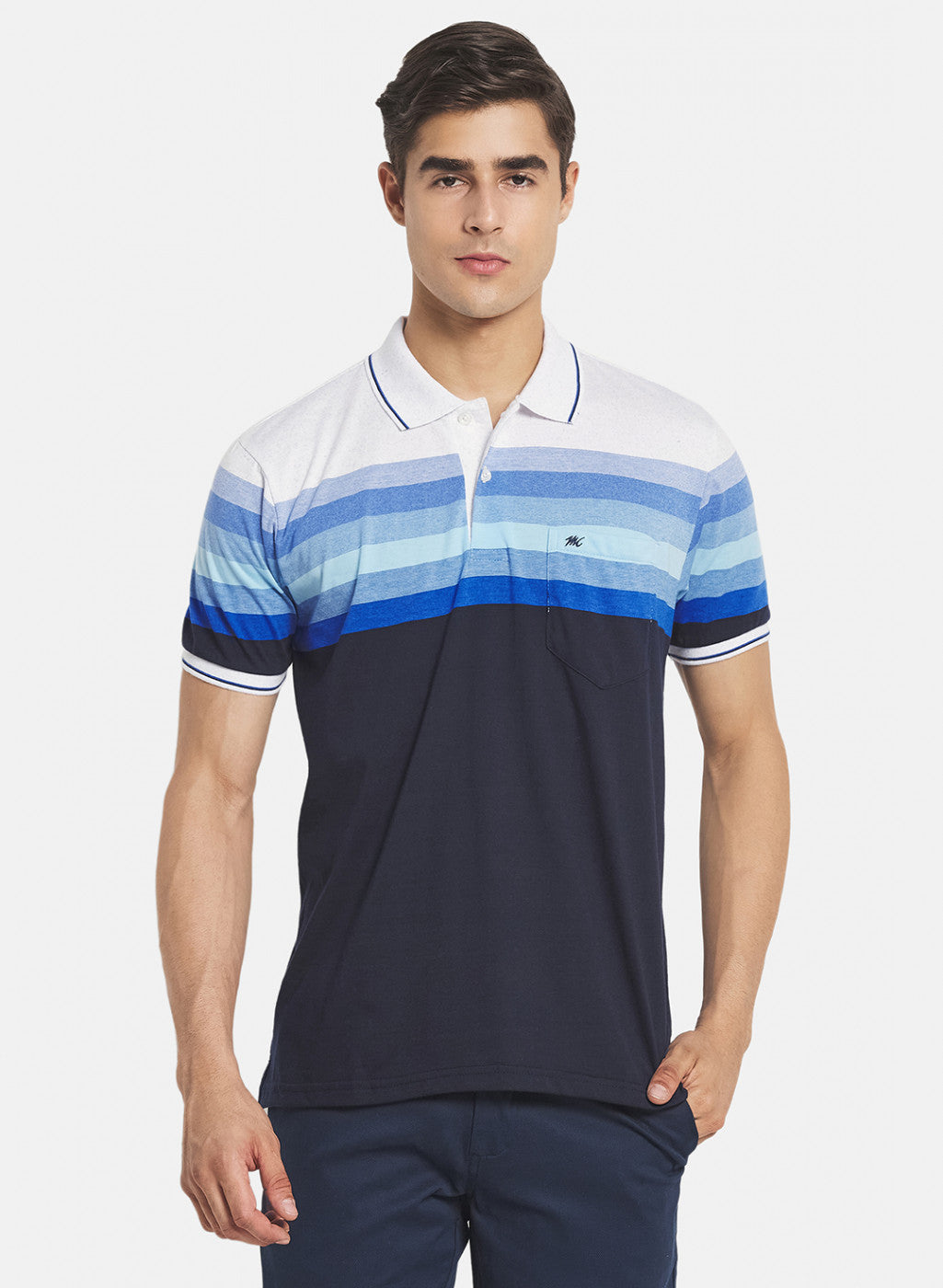 Men NAvy Blue Stripe T-Shirt