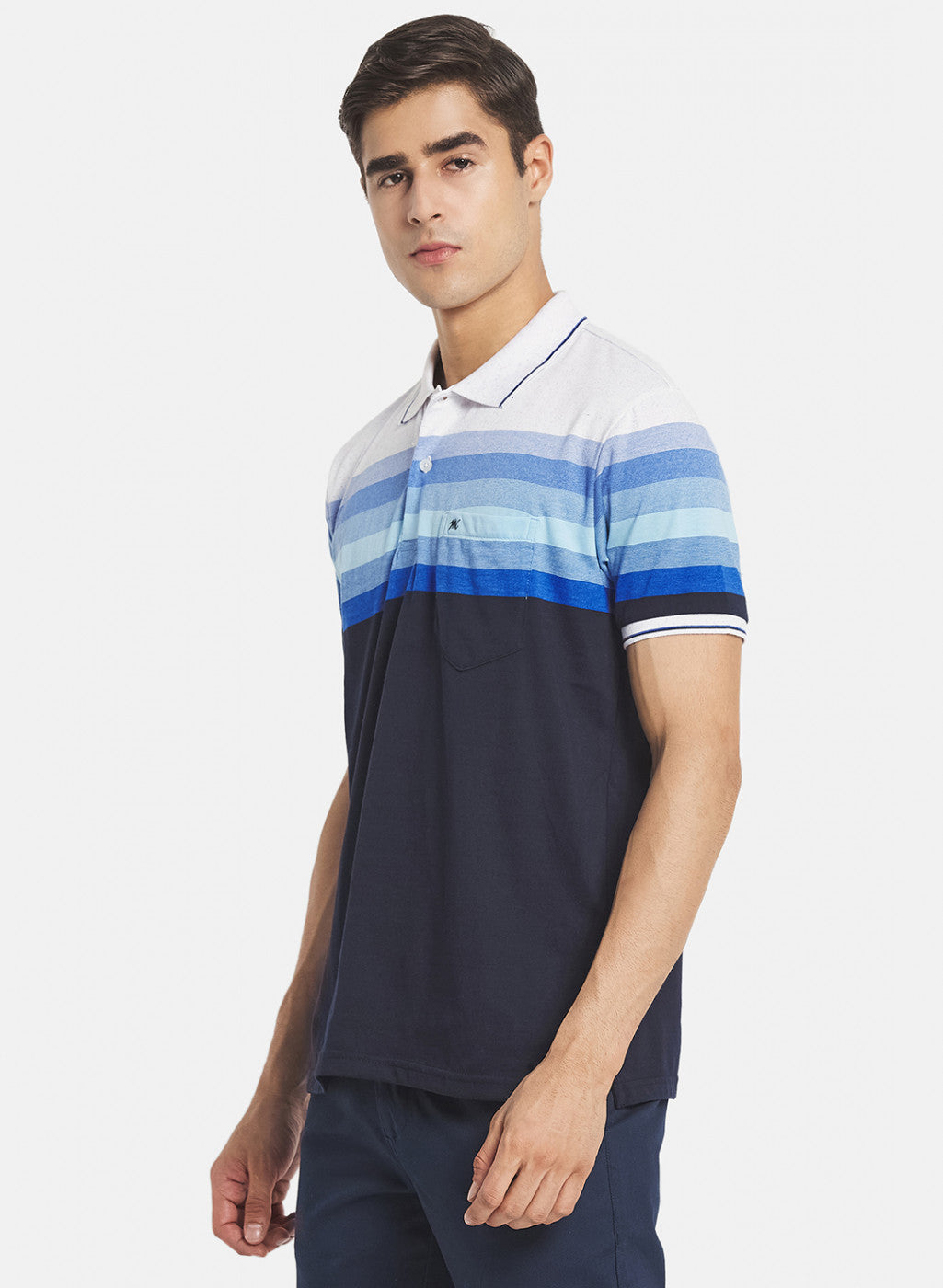 Men NAvy Blue Stripe T-Shirt