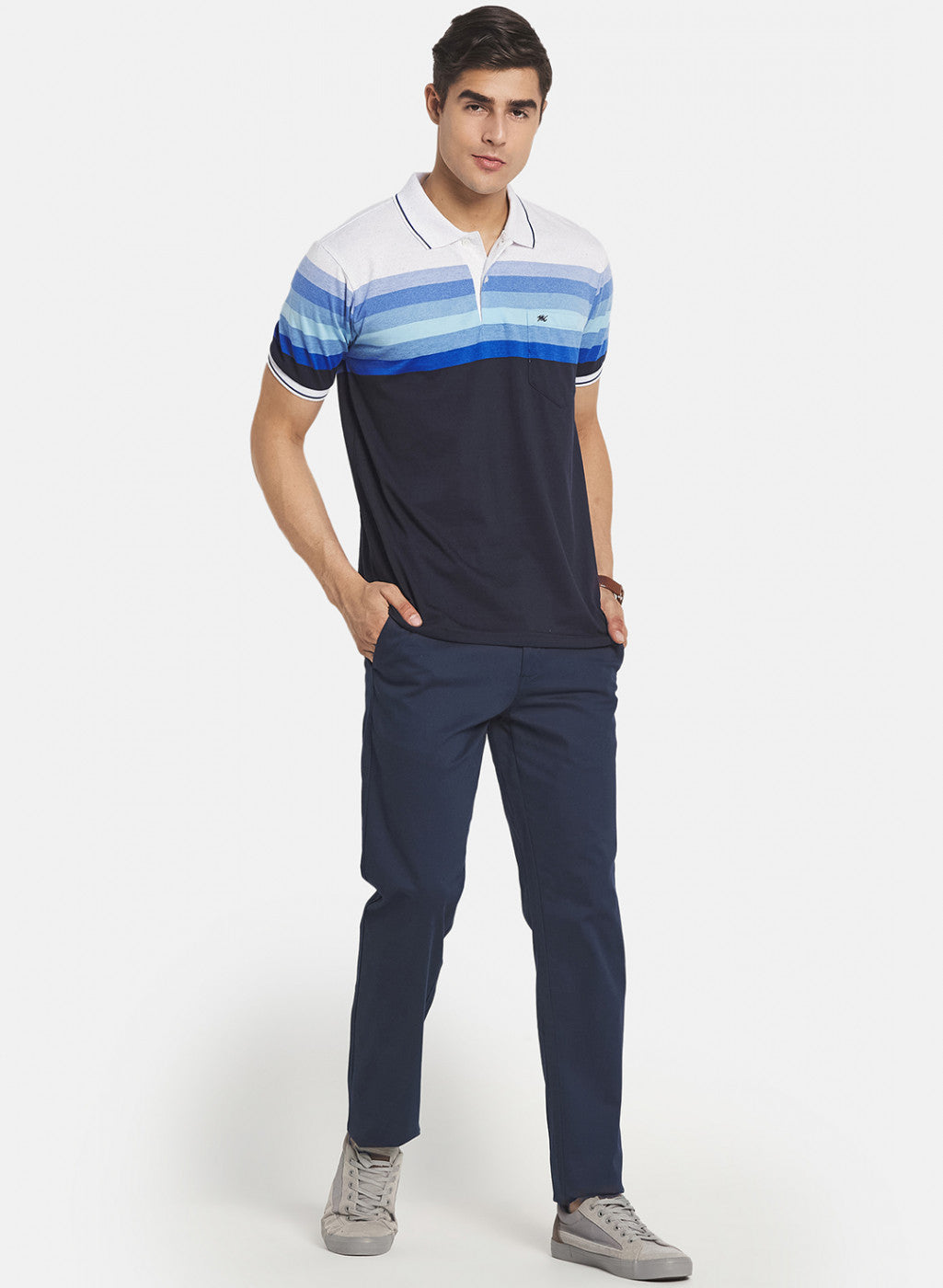 Men NAvy Blue Stripe T-Shirt