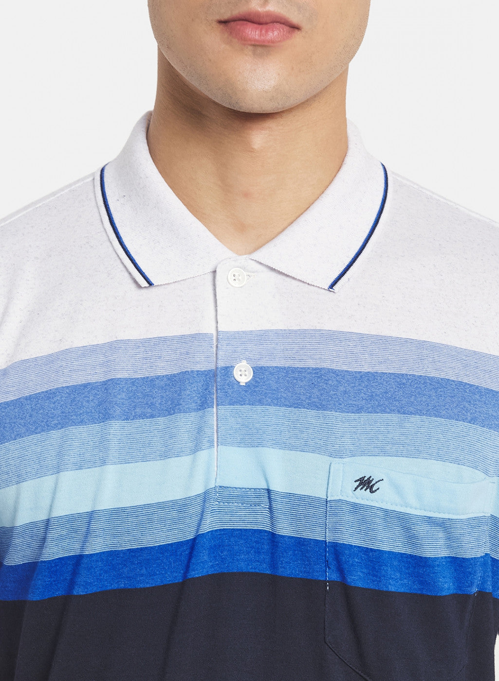 Men NAvy Blue Stripe T-Shirt