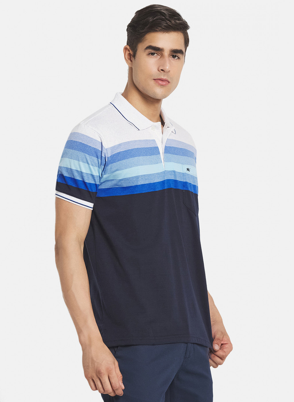 Men NAvy Blue Stripe T-Shirt