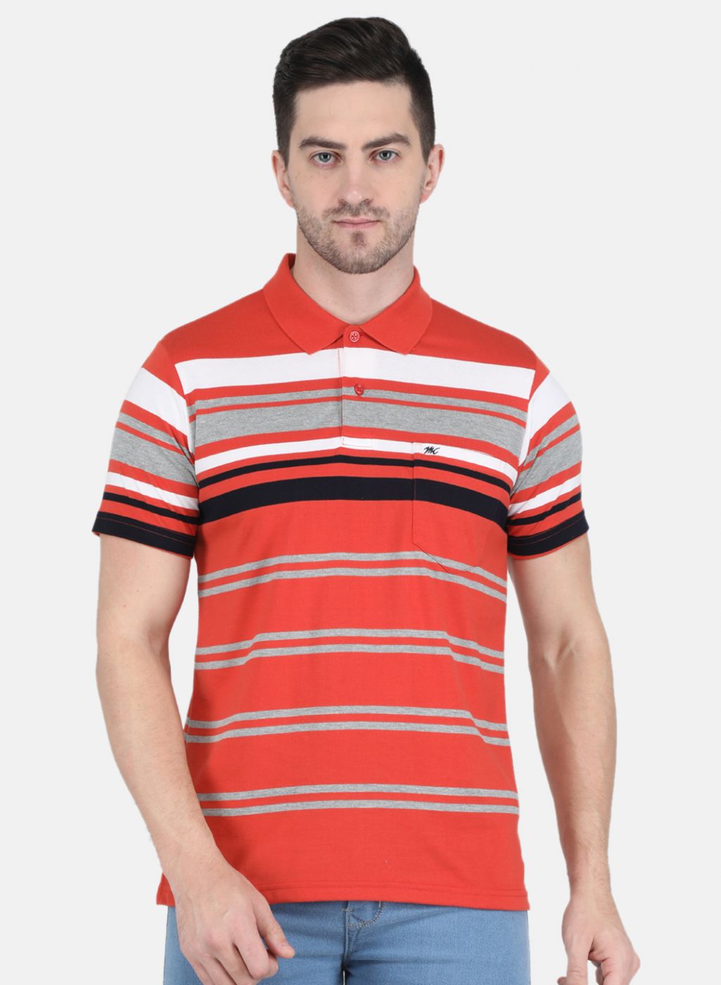 Men Orange Stripe T-Shirt