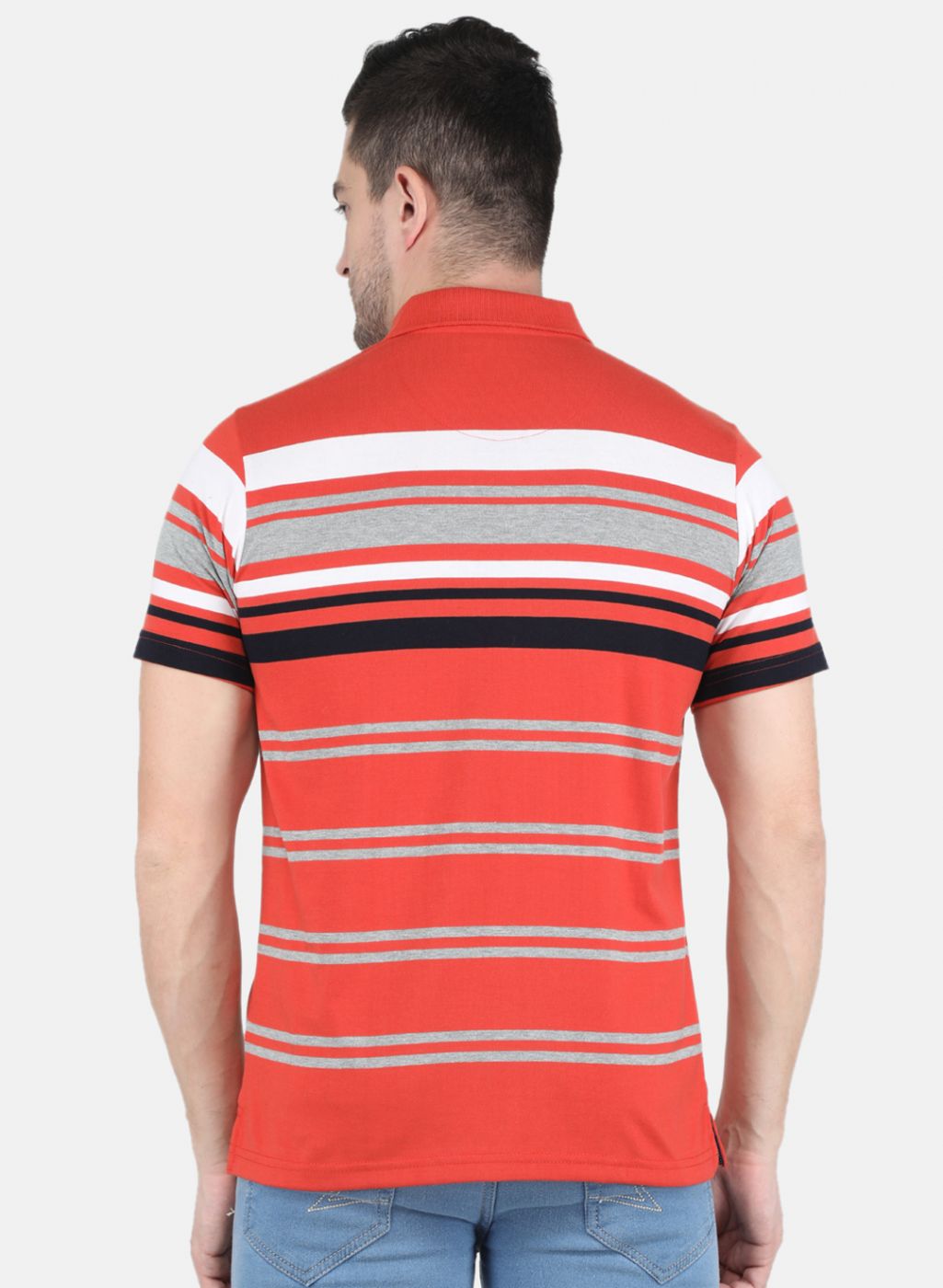Men Orange Stripe T-Shirt