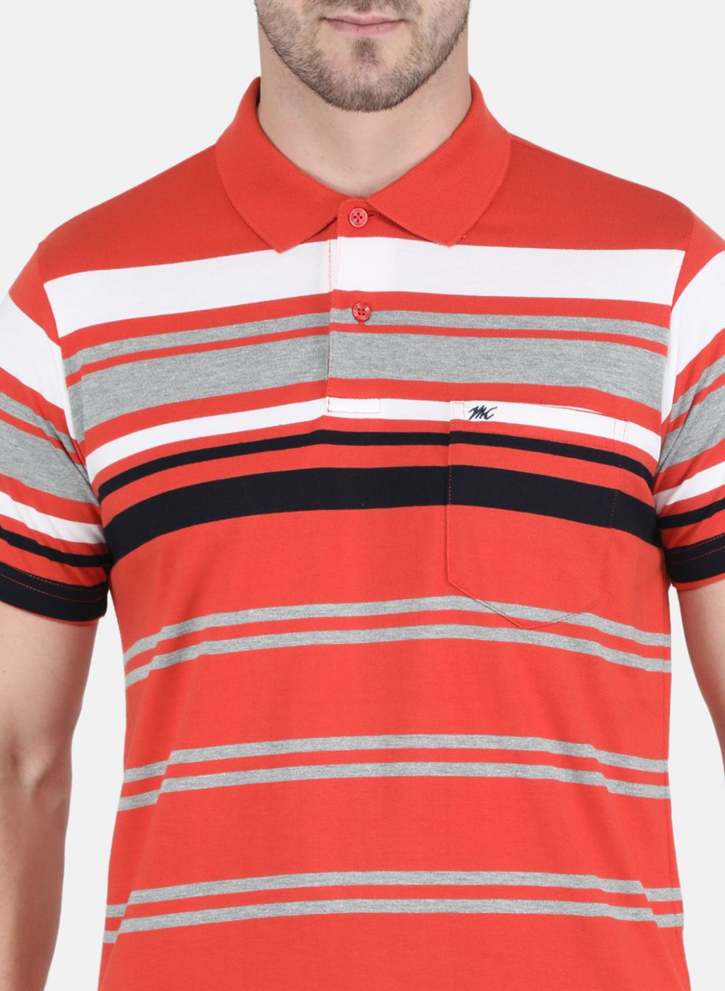 Men Orange Stripe T-Shirt