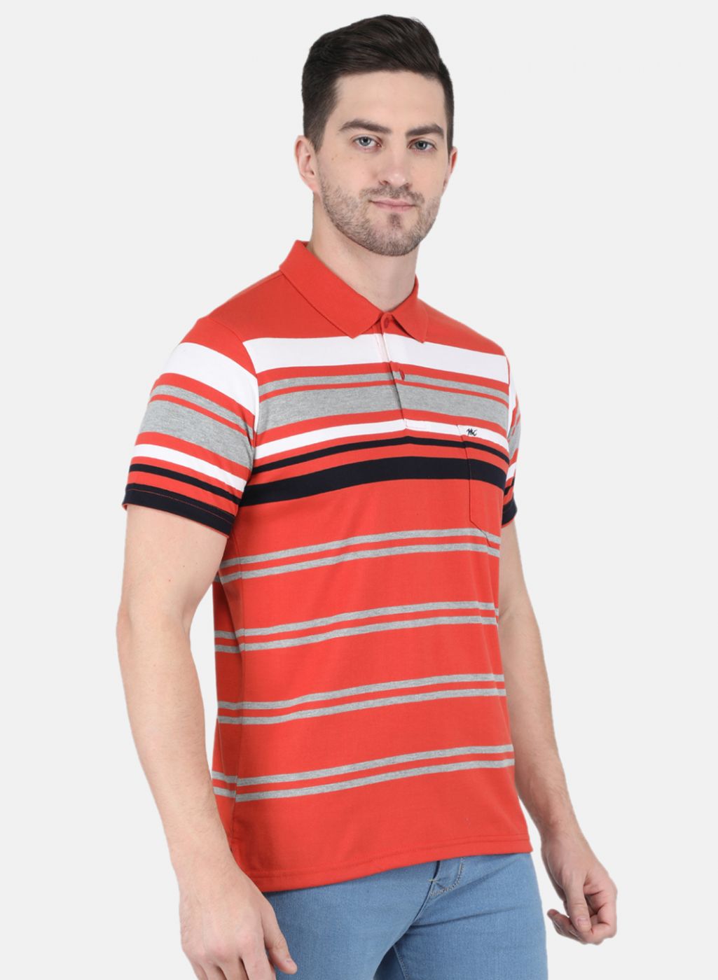 Men Orange Stripe T-Shirt