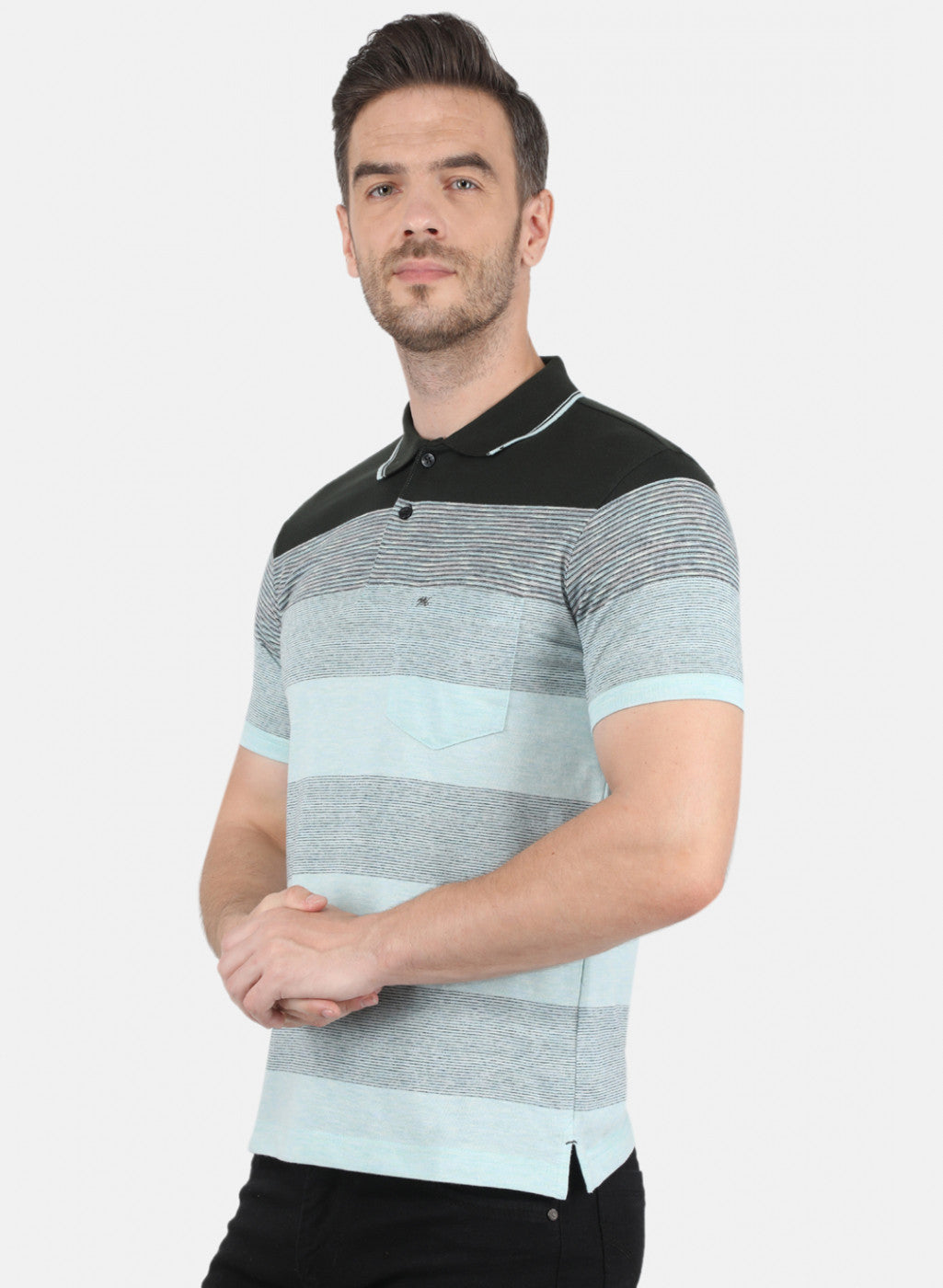 Men Green Stripe T-Shirt
