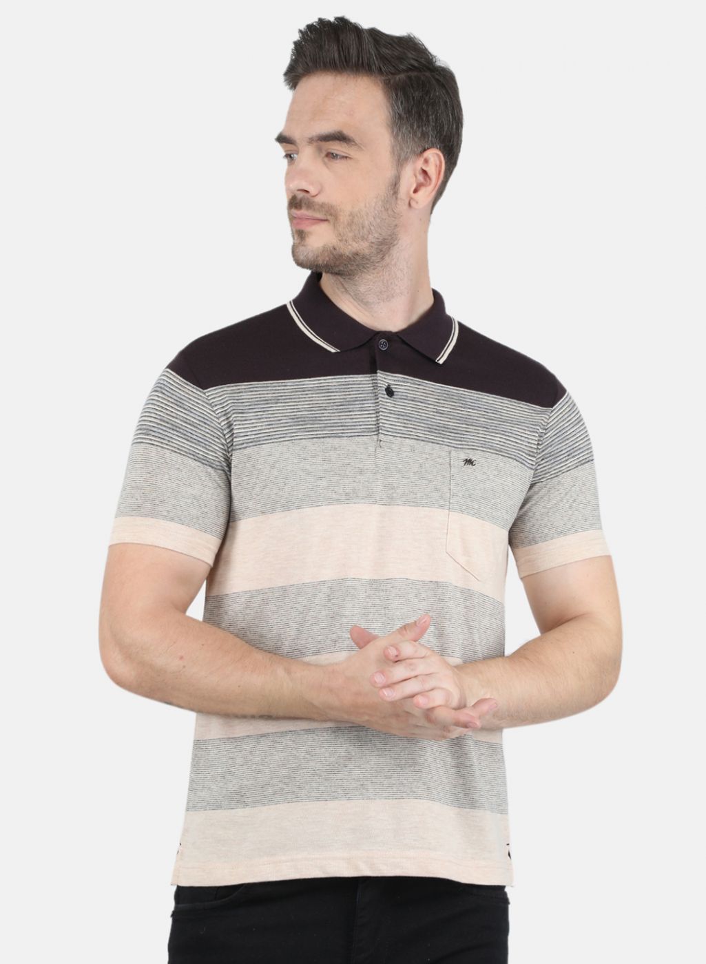 Men Brown Stripe T-Shirt