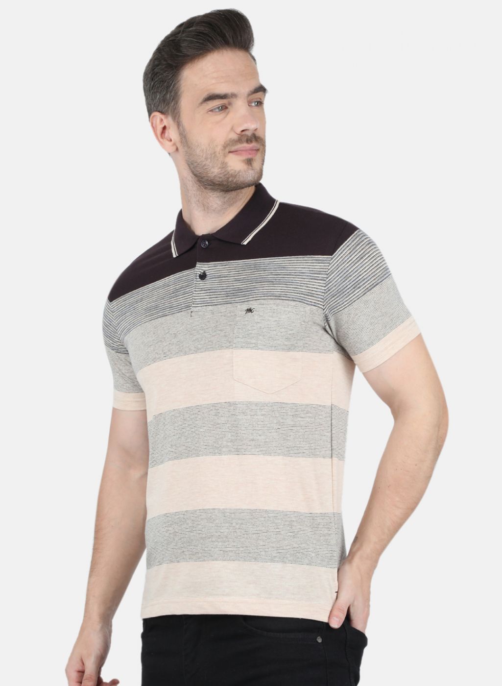 Men Brown Stripe T-Shirt