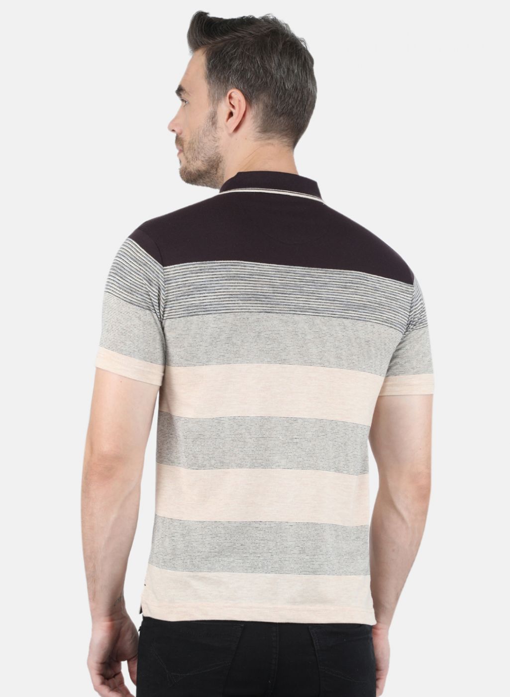 Men Brown Stripe T-Shirt