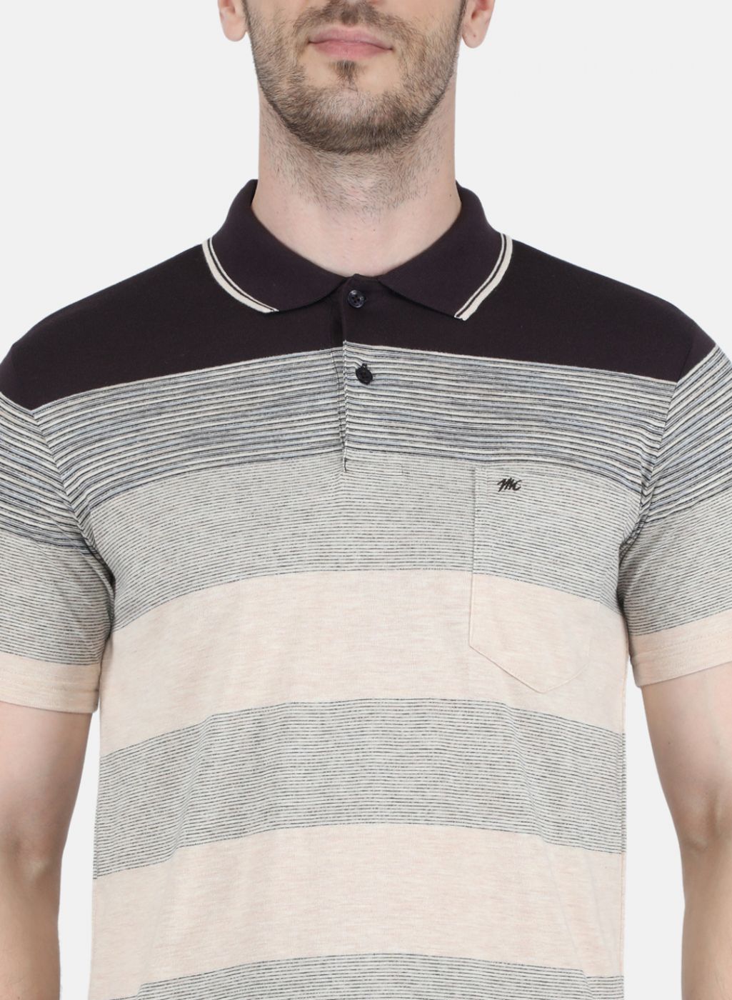 Men Brown Stripe T-Shirt