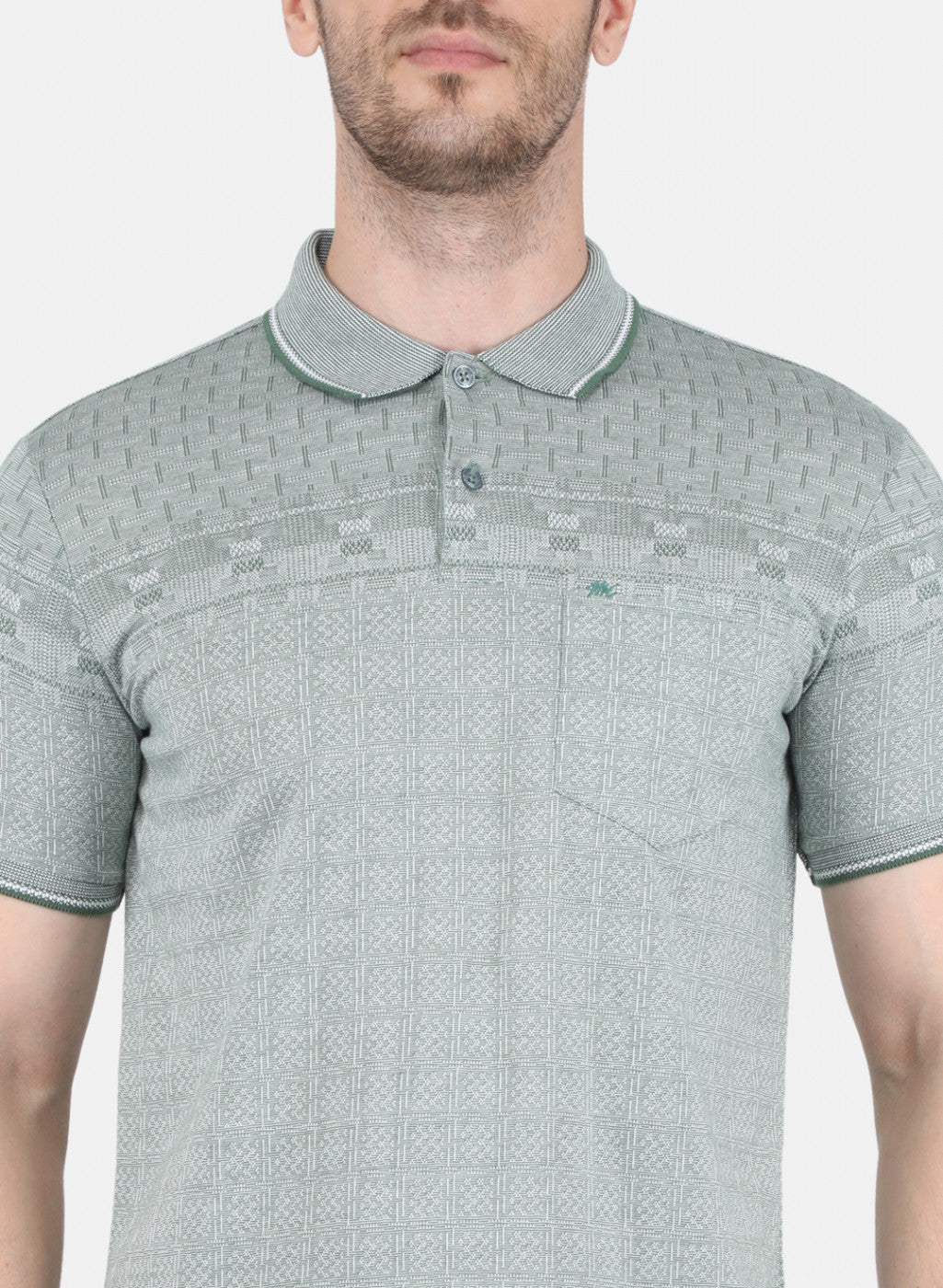 Men Green Jaquard T-Shirt