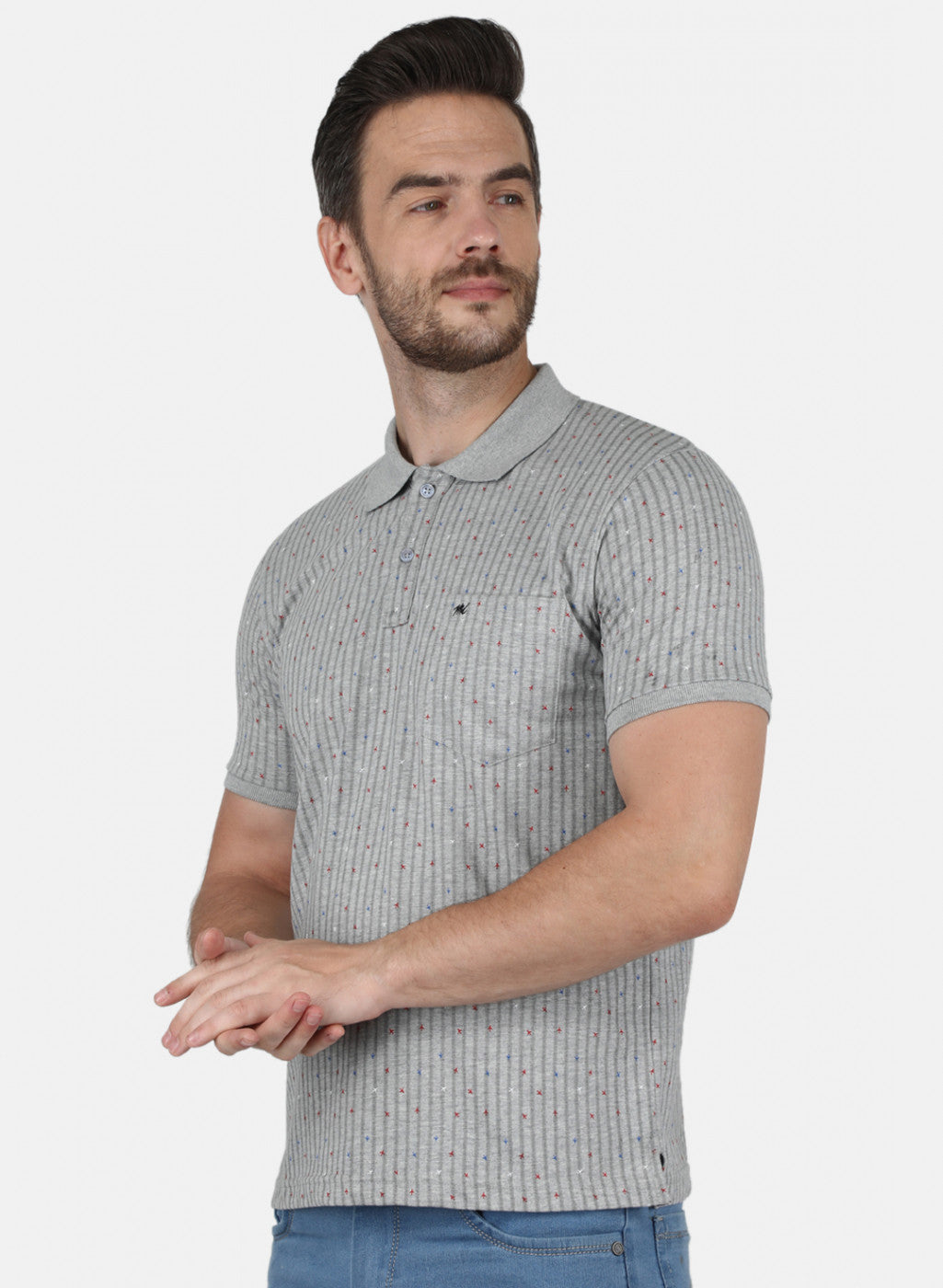 Men Grey Stripe T-Shirt