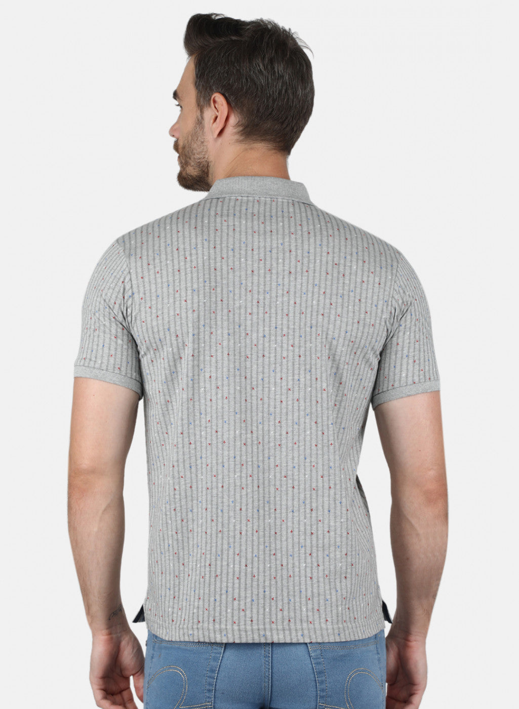 Men Grey Stripe T-Shirt