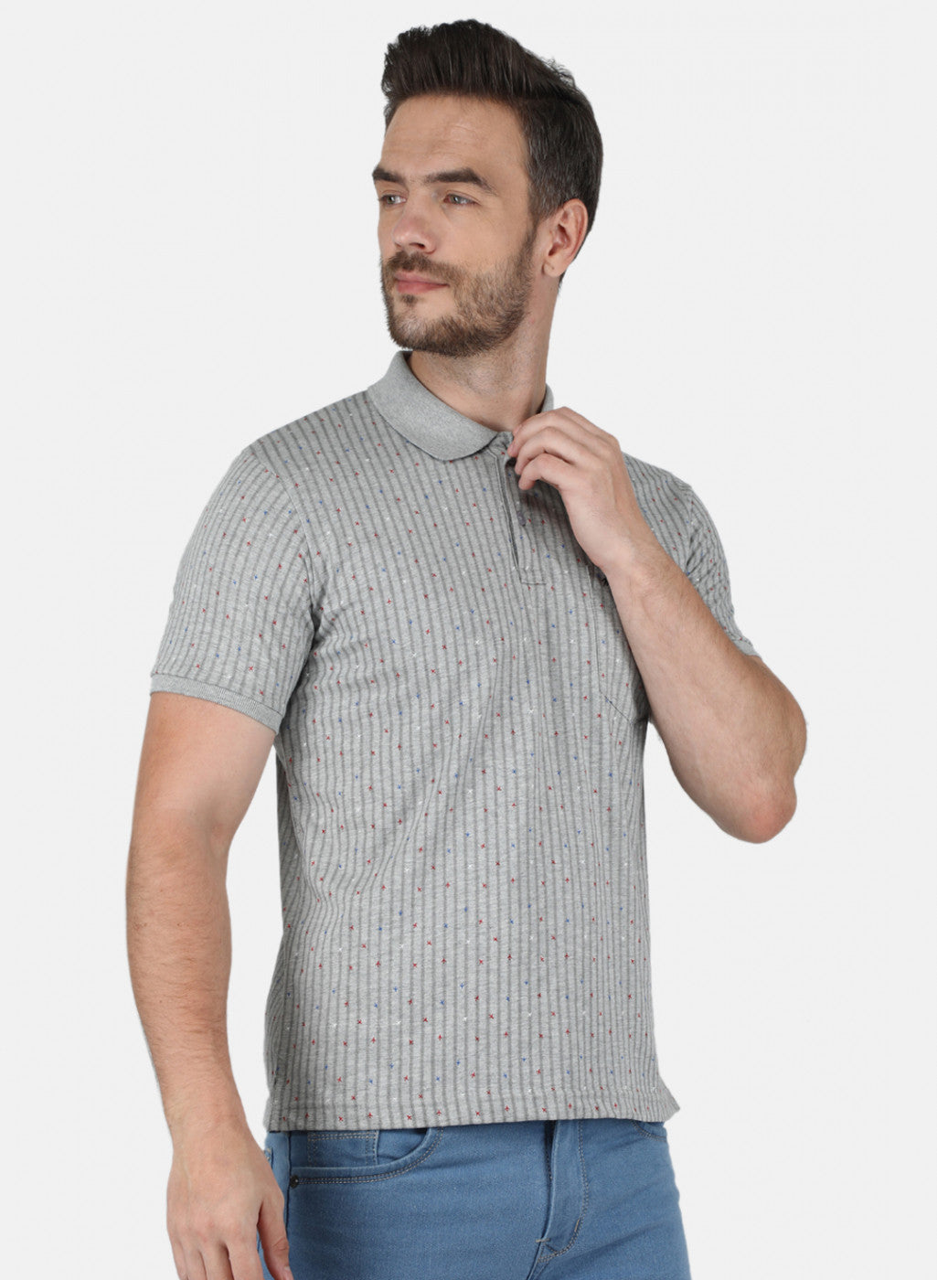 Men Grey Stripe T-Shirt