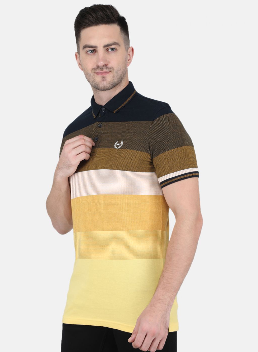 Men Mustard Stripe T-Shirt