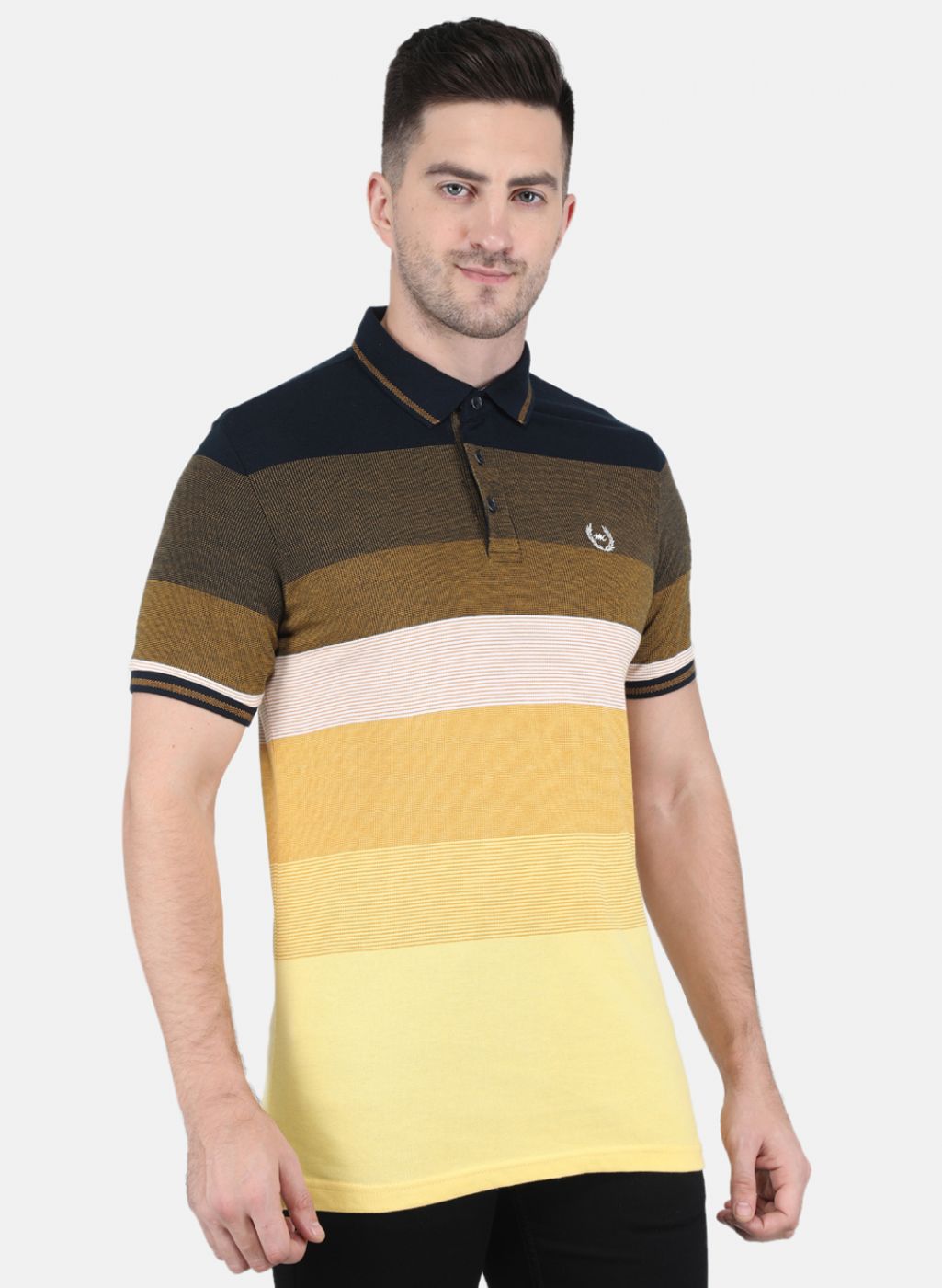 Men Mustard Stripe T-Shirt