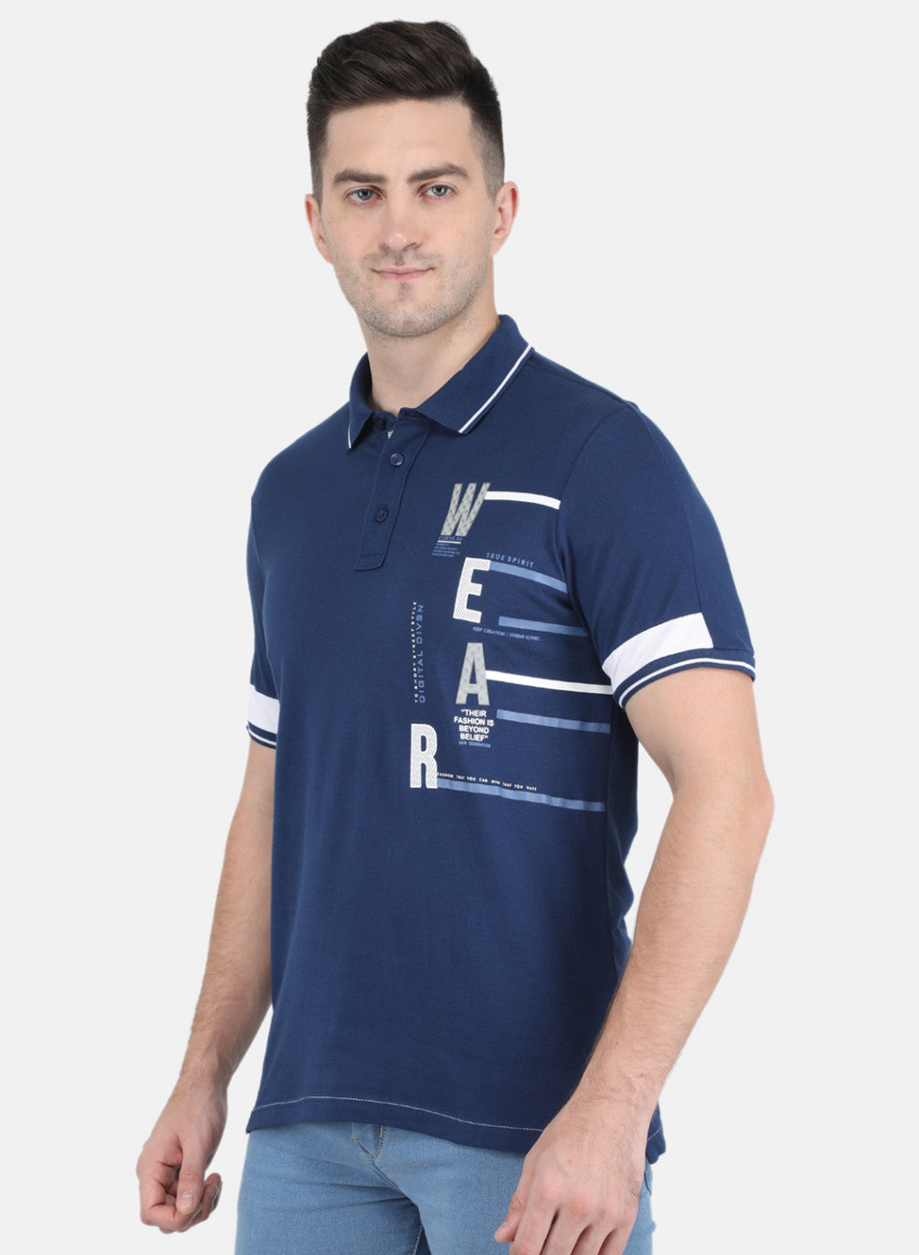Men Blue Stripe T-Shirt