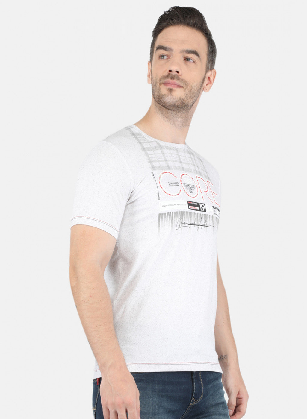 Men Off White Printed T-Shirt
