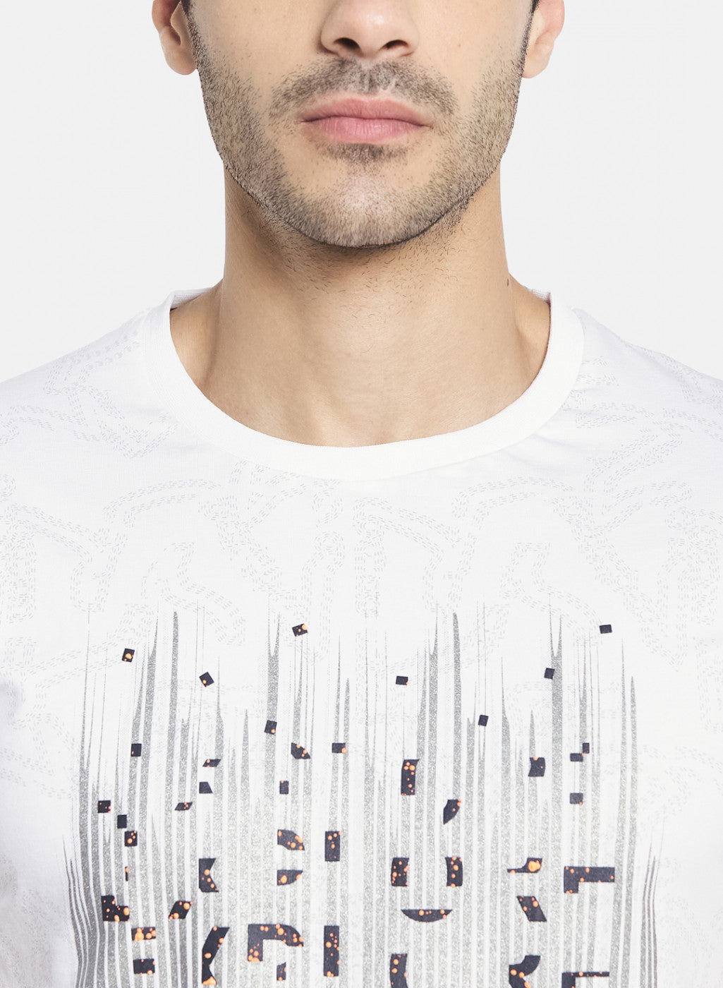 Men White Stripe T-Shirt