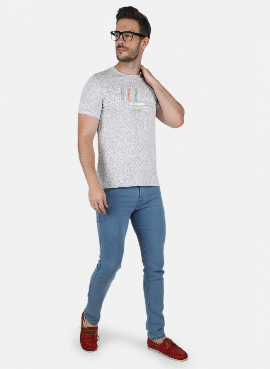 Men Grey Printed T-Shirt