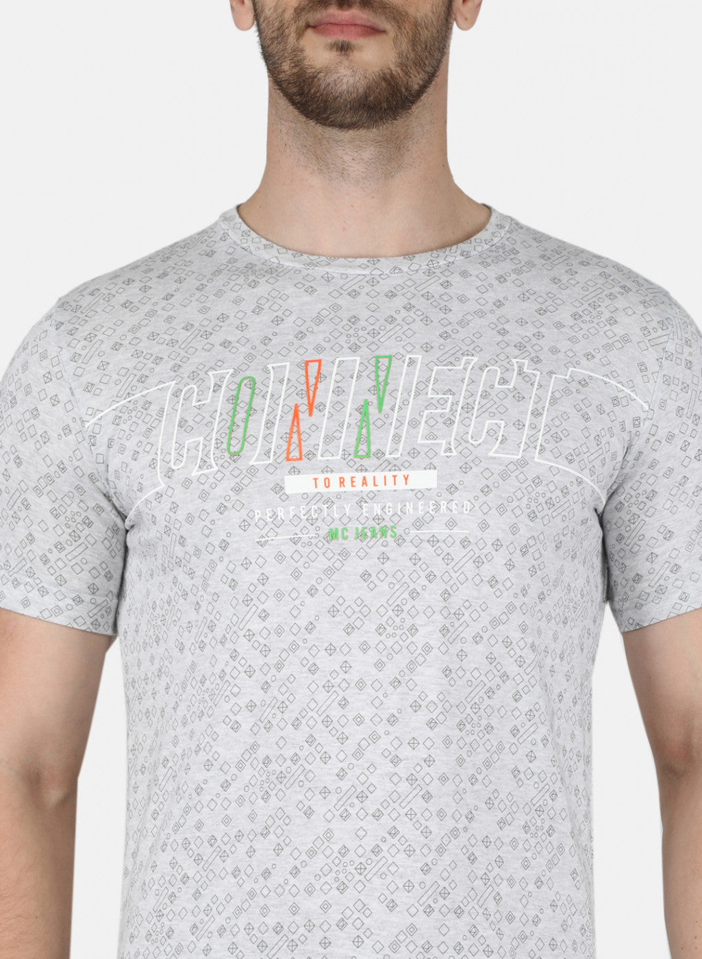 Men Grey Printed T-Shirt