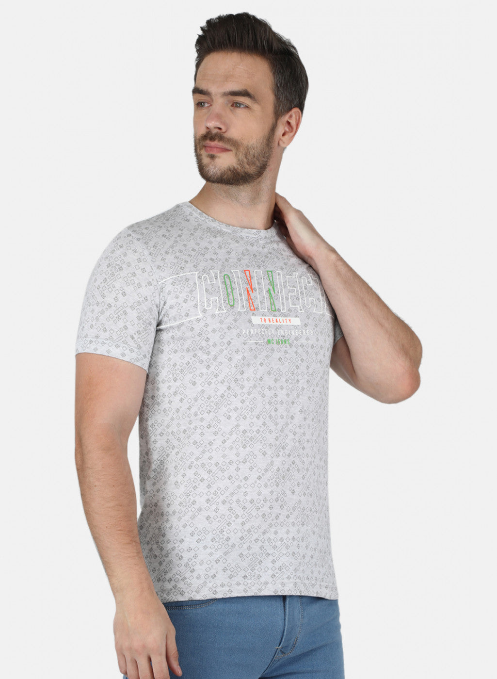 Men Grey Printed T-Shirt