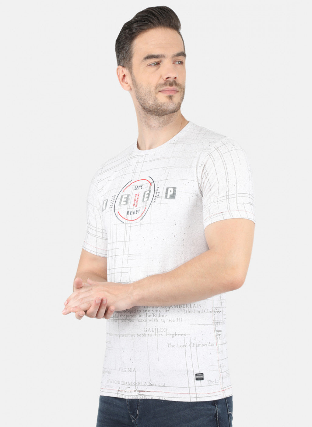 Men Off White Printed T-Shirt