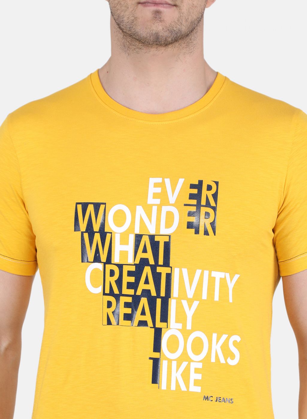 Men Mustard Stripe T-Shirt