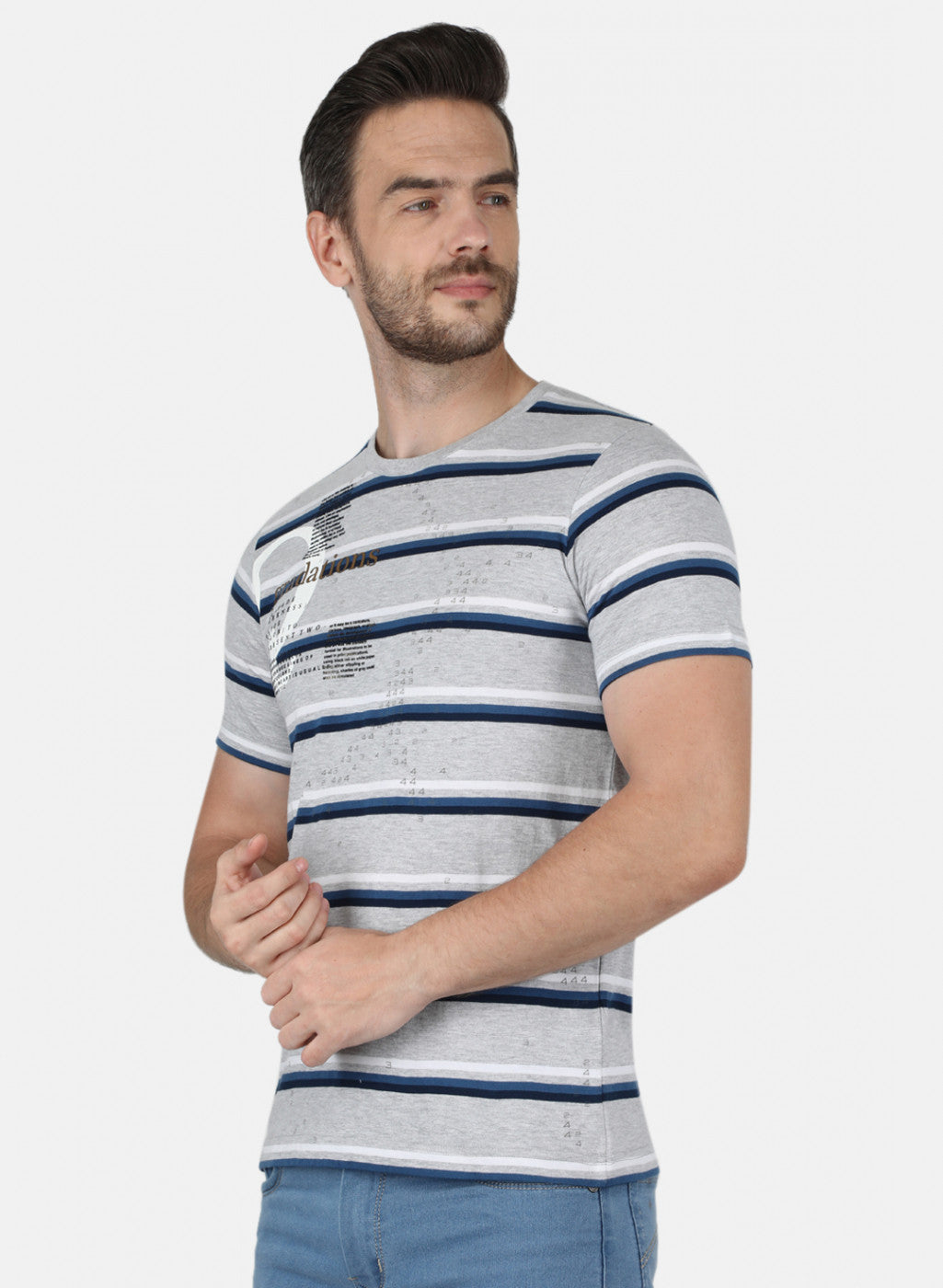 Men Grey Printed T-Shirt