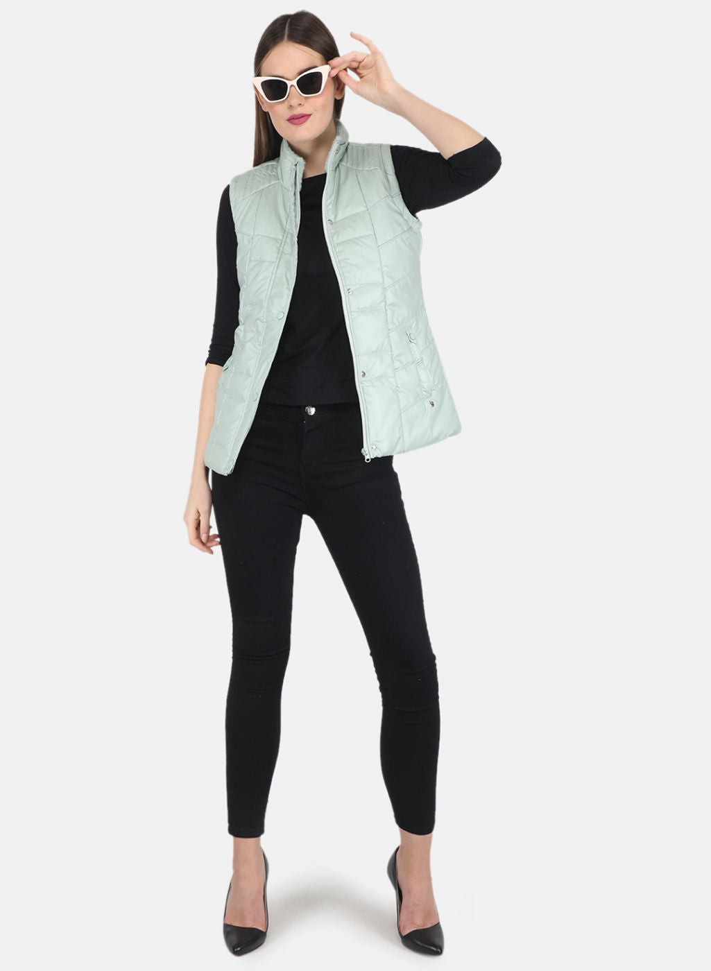 Women Green Solid Jacket