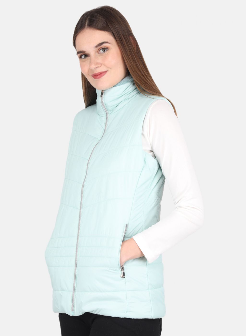 Women Aqua Blue Printed Jacket