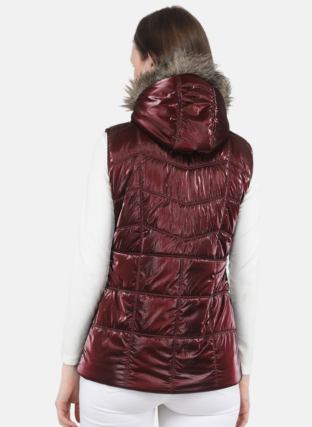 Women Maroon Solid Jacket