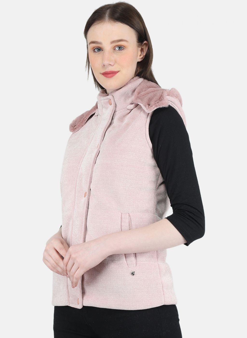 Women Pink Solid Jacket