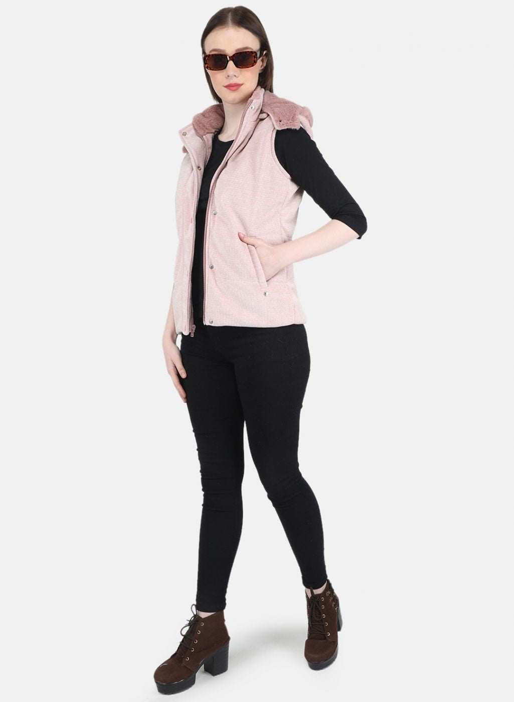 Women Pink Solid Jacket