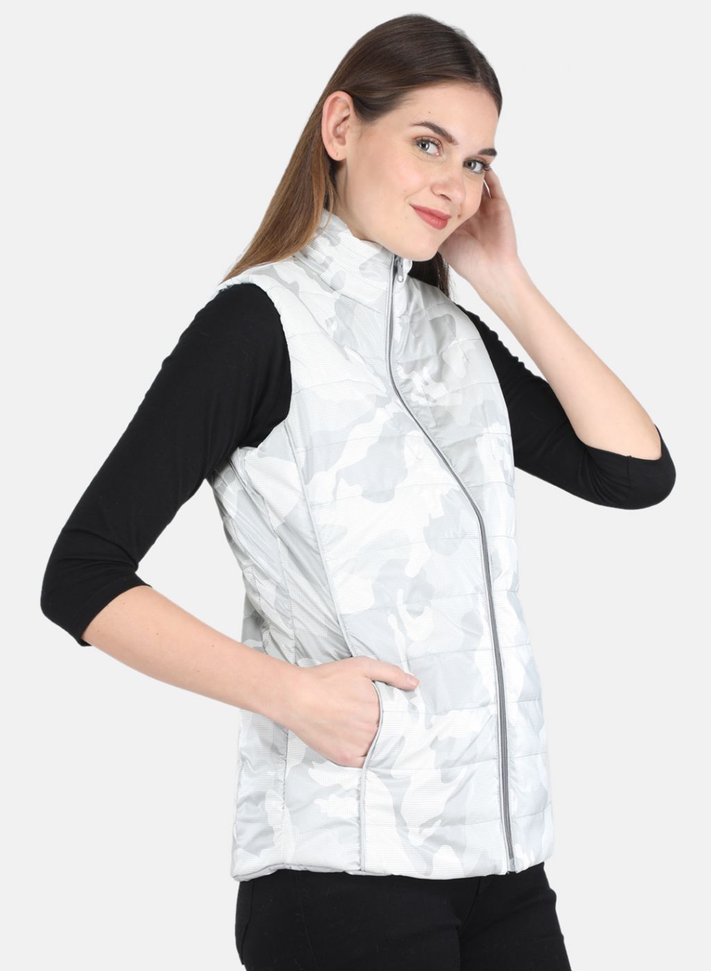 Women Grey Self Design Jacket