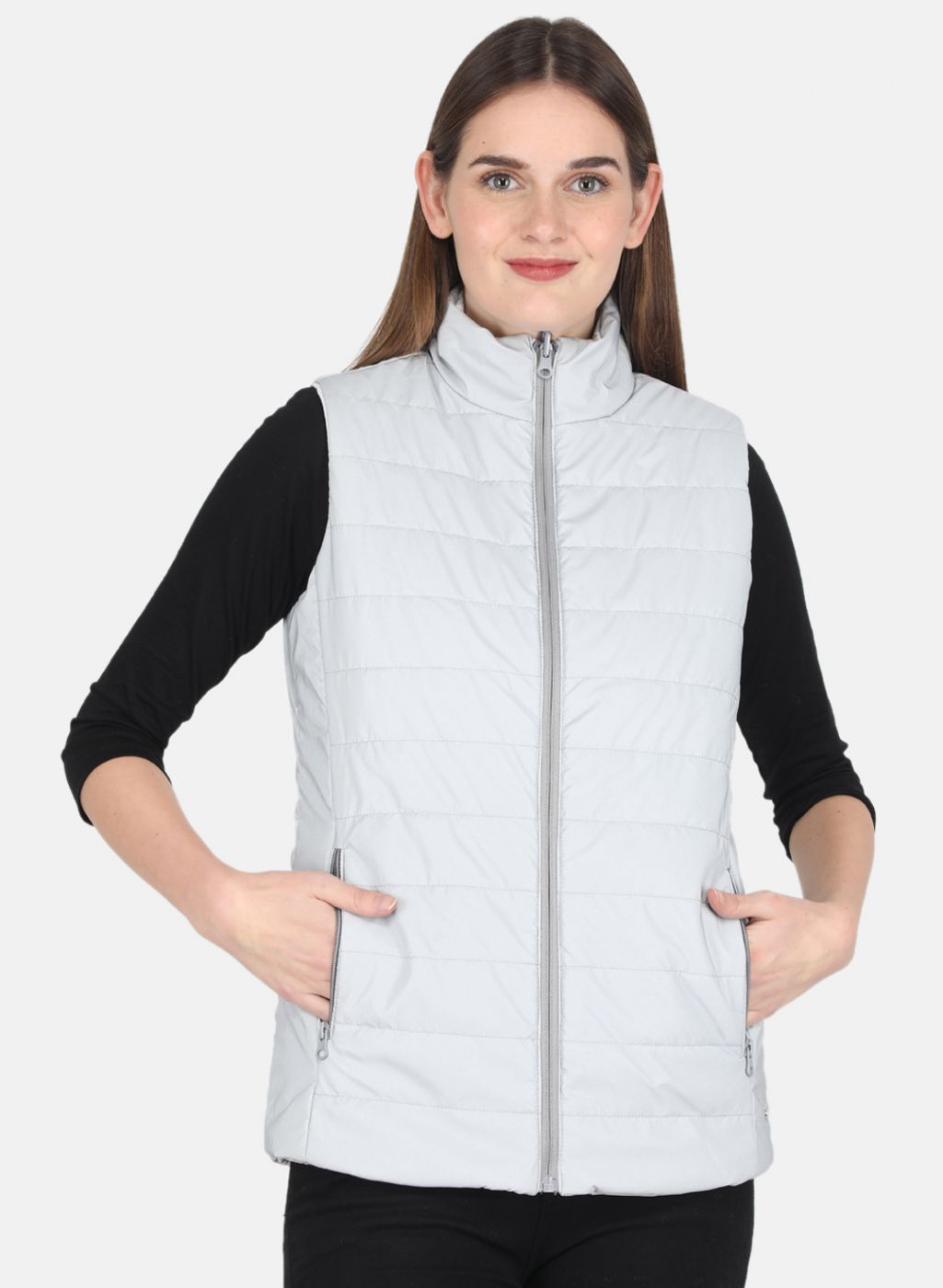 Women Grey Self Design Jacket