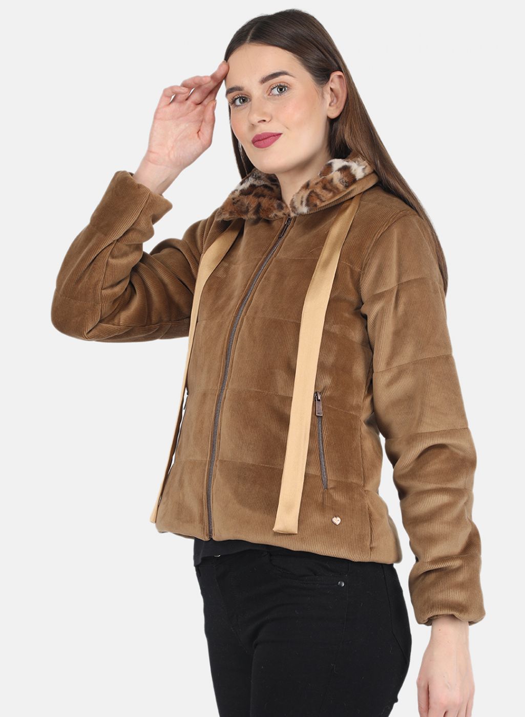 Women Brown Solid Jacket