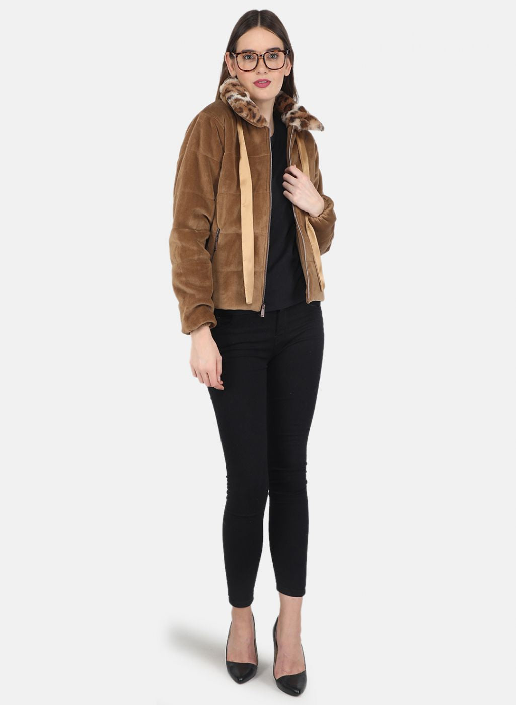 Women Brown Solid Jacket