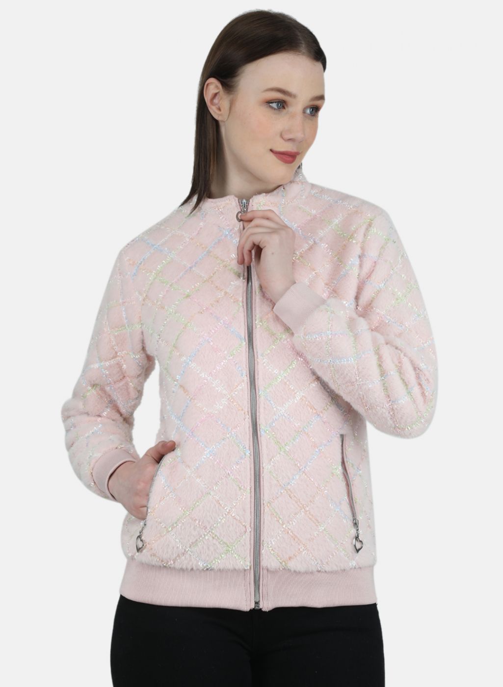 Women Pink Solid Jacket