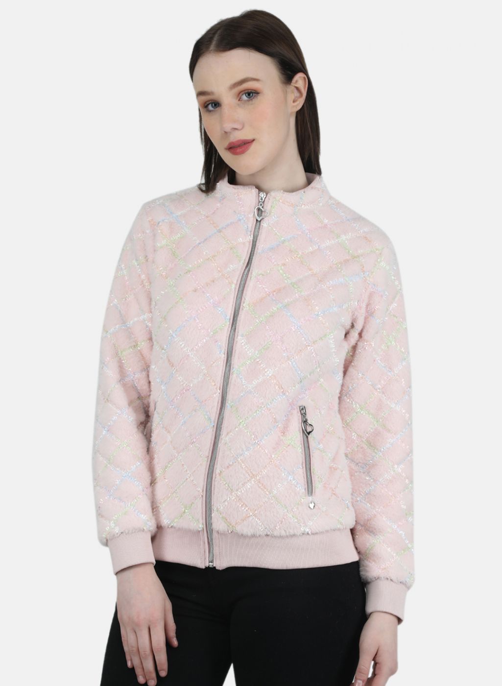 Women Pink Solid Jacket